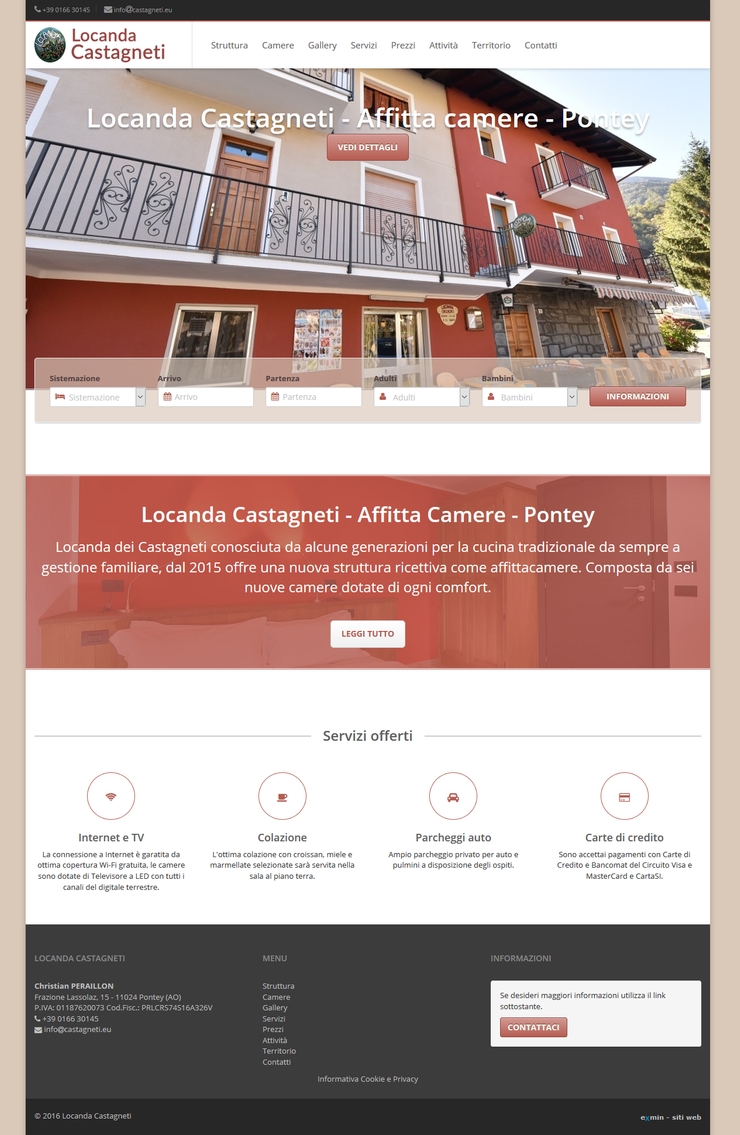 Sito web della Locanda Castagneti - Affitta camere Pontey