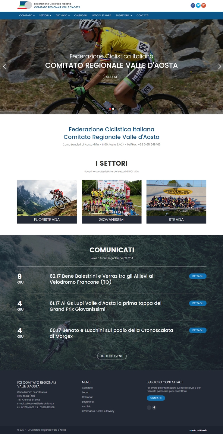 Realizzazione sito web per F.C.I. Comitato Regionale Valle d'Aosta